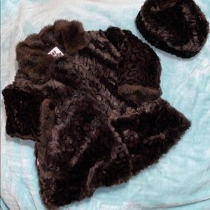 Corky and Company 2t, faux fur coat, hat & gloves